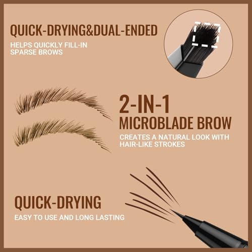 iMethod Eyebrow Pen - Eyebrow Pencil,2-in-1 Eyeliner Dual-Ended Microblading Eyebrow Pencil Long Lasting Waterproof Hair-Like Brow Pencil,with Eyebrow Brush,Eyebrow Pencils for Women,Grey