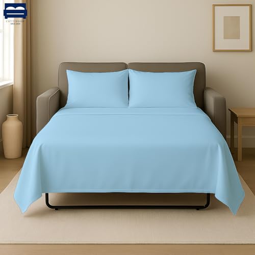 Draps de canapé-lit en microfibre parure idéale pour chambre d'amis bleu