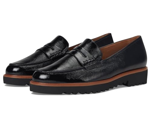 Paul Green Women's Carmel Loafers, Black Crinkled Patent, 7