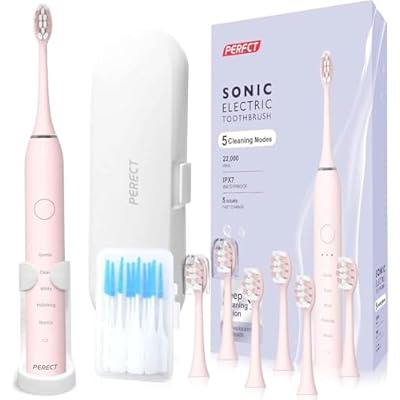 PERECT Ultrasonic Electric Toothbrush with 6 Br...