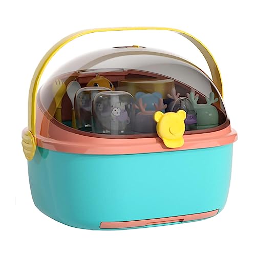Image of KALWEL,Baby Bottle Storage,Baby Bottle Drying Rack,Baby Bottle Organizer,Baby Bottle Drying Rack with Cover,with Lid - Bottle Organizer with Drain Board for Home, Kitchen, Travel and Outdoors (Green)
