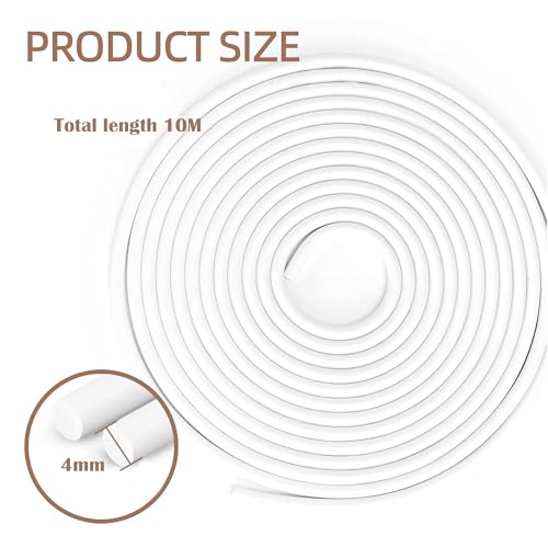 12 Meter Fugen Dichtschnur, Ø 4mm Dichtung Schaum Rundschnur, Fugenschnur, Silikon Runde Dichtschnur für Fugen, Weiß Schaumstoffstreifen, Fugenfüllprofil für die Nahtdichtung von Türen und Fenstern