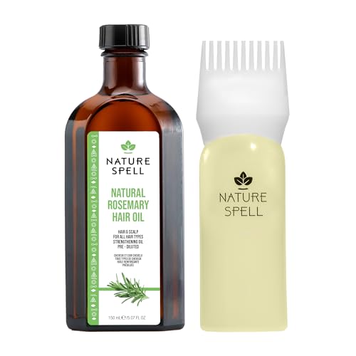 Nature Spell Rosemary Oil for Hair Growth with Root Comb Applicator, Pre-Diluted Oil to Strengthen and Nourish Dry, Damaged Strands, For All Hair Types, 150ml