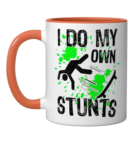 Taza de cerámica naranja/blanca 11 oz Skateboard miniatura 1