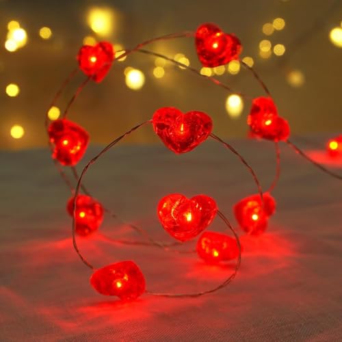 KATELUO Guirlande Lumineuse LED en Forme de Cœur, 3 Mètre LED Guirlande Lumineuse Intérieur Coeur, Lumières de Fées pour Décoration Interieur Exterieur, pour Saint-Valentin, Mariage, Anniversaires