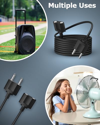 Image of FEDUS 16.4ft Long 22AWG Male to Female 2 Pin Power Extension Cord Wire, 6amp Indoor Outdoor Power Cord Extension Electrical Extender Power Cable for appliances, Electronics, and Power Tools.