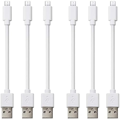 CLZWiiN Short Micro USB Cable (6 Pack 8inch White), Android Phone Charger Cord, High Speed Charging and Sync Data Cables for Charging Station, Compatible with Samsung, HTC, Motorola, Kindle, Tablet Cover