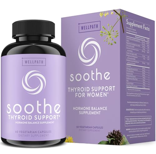 Soothe Thyroid Support for Women - Hormone Balance for Women | Mood Support | Rhodiola Supplements, Selenium, Ashwagandha, Kelp | Iodine Supplements for Thyroid | Cortisol Manager | Adaptogens, 60 ct