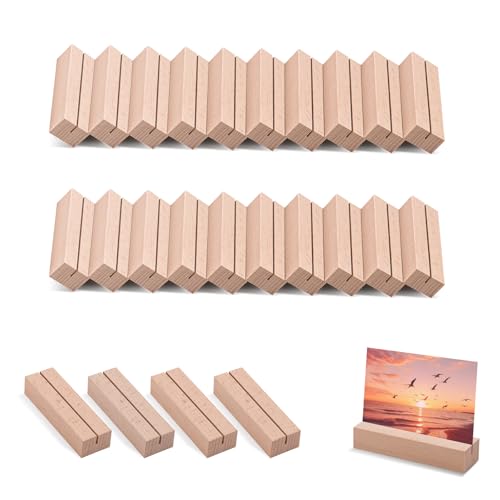 Yemmert Portacarte in Legno, 24 Pezzi 10 cm di Lunghezza per Matrimoni, Banchetti e Feste, Portanumeri da Tavolo in Faggio, Portamenu in Legno per Ristoranti