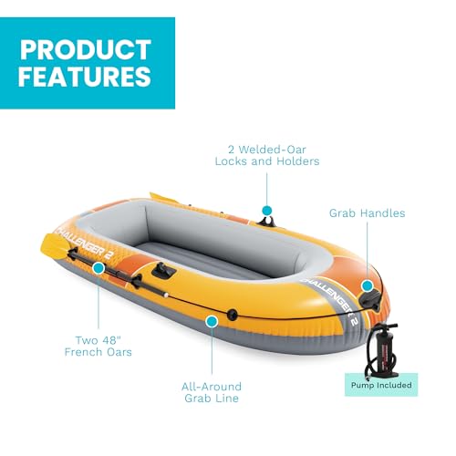 INTEX Challenger Inflatable Boat Set: Includes Deluxe 48in Boat Oars and High-Output Pump - Image 6