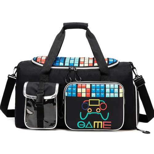 Image of Kids Duffle Bag Boys Overnight Bag for Kids Weekender Travel Bags for Boys Sports Gym Tennis Bags with Shoe Compartment