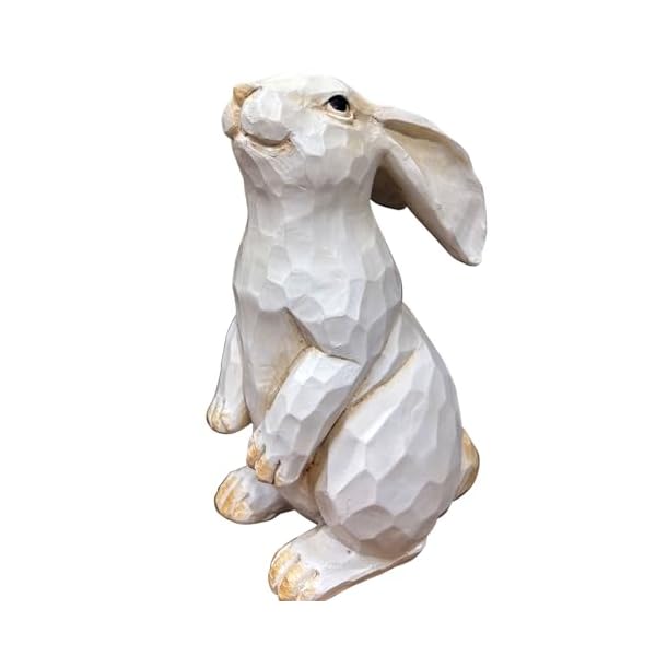 Easter bunny decoration decorative farmhouse modern standing white rabbit bunny figurine home decor accents carved rustic distressed animal bunny rabbits ornaments  urban country home decor