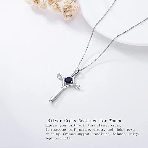 TOUPOP Cross Necklace for Women 925 Sterling Silver Birthstone Cross Pendant Fine Jewelry Anniversary Birthday Christmas Gifts for Her Mom Wife Girlfriend4