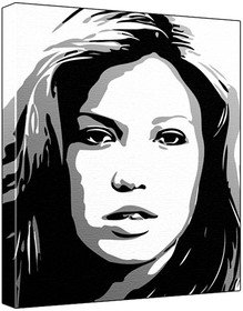 Mandy Moore (100% Original Painting. Not A Print ) Acrylic Paint On Deep Framed Canvas (60 x 50 x 1.8 cm) 3-Colour Black/Grey/White-image-47