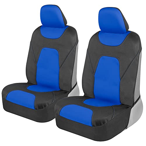 Motor Trend AquaShield Car Seat Covers for Front Seats, Blue – Two-Tone Waterproof Seat Covers for Cars, Neoprene Front Seat Cover Set, Interior Covers for Auto Truck Van SUV