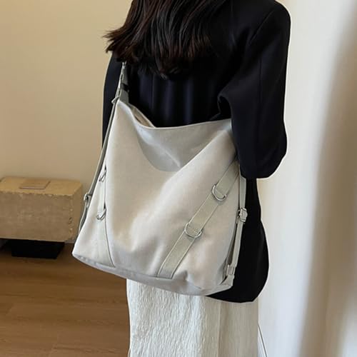 Image of Tote Bag for Women,Canvas Tote Bag with Zipper, Retro Large Capacity Casual Shoulder Handbags with Inner Pockets