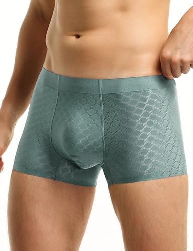 Mens Boxer Briefs Ice Silk Underwear Quick Dry Panties Soft Bikini Breathable Cheeky Seamless Underpants S-XL2