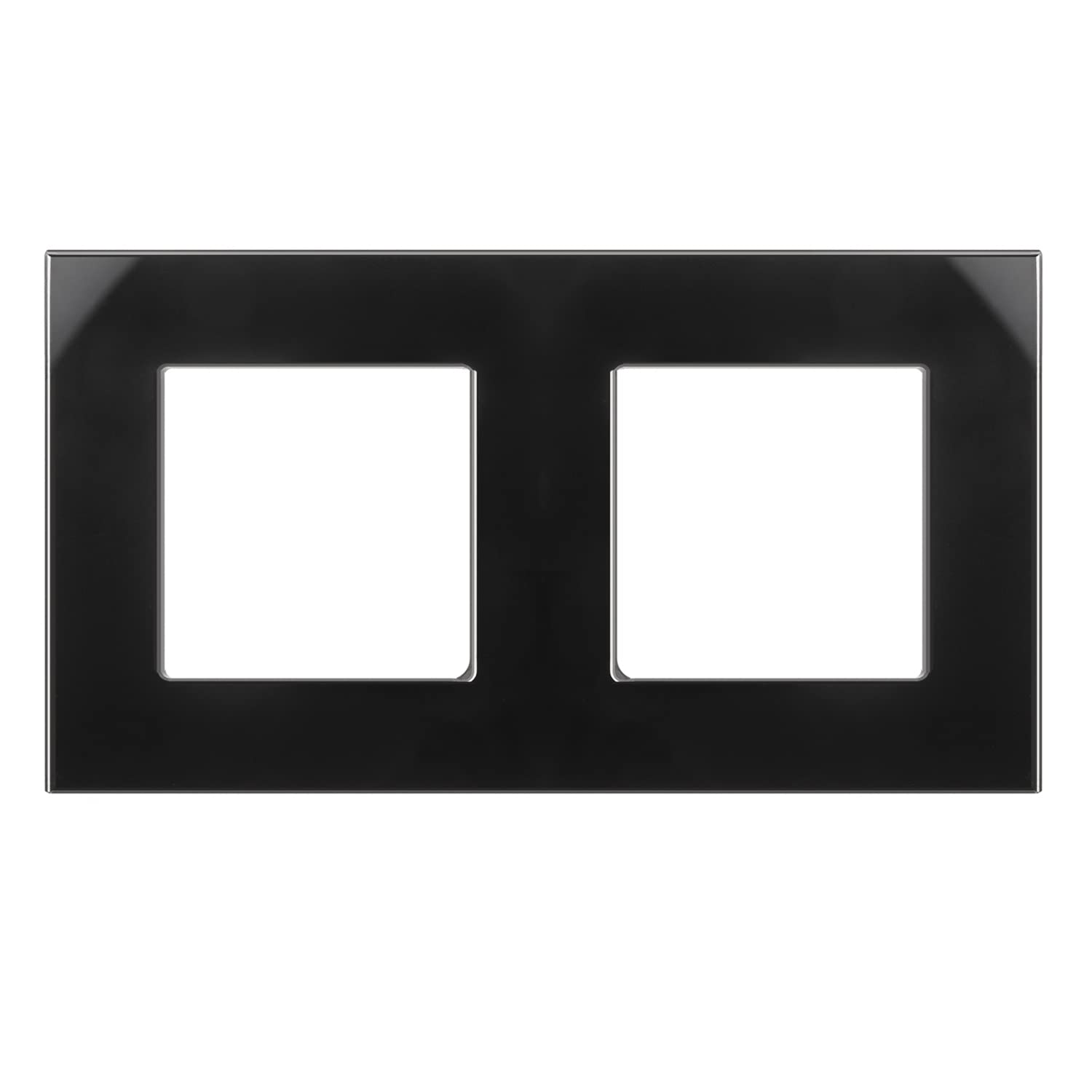Maclean MCE729B 2-fold glass frame panel 157x86mm for wall outlet modular wall outlet flush mount wall outlet flush mount (2-fold glass frame for wall outlet, black)