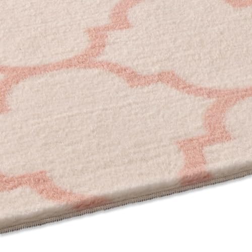 Taracarpet Badematte Badteppich für das Badezimmer waschbar in der Waschmachine Florentiner Muster Creme Rosa 060x120 cm – Bild 3