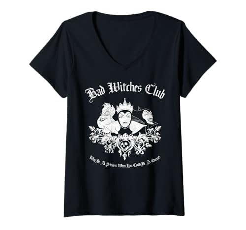 Womens Disney Villains The Bad Witches Club V-Neck T-Shirt Small