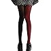 Produktbild LUOEM Strumpfhosen mehrfarbig Damen Mode Splice Kniestrümpfe Party Kostüm Strümpfe (Schwarz und Dunkelrot)