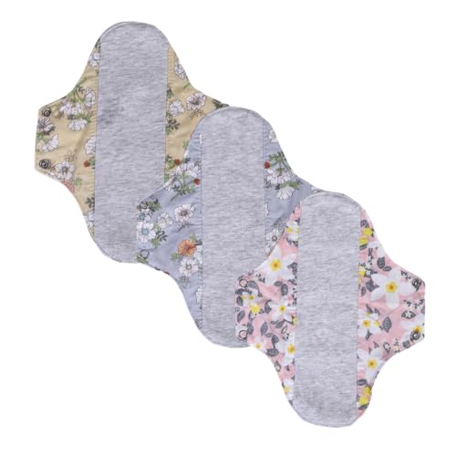 3 Piezas Compresas Reutilizables, Salvaslips Antibacterianos, Compresas de Noche Lavables para Flujo Menstrual Abundante