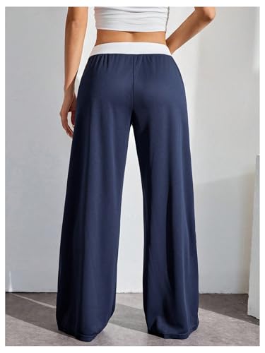 Floerns Women's Letter Striped Drawstring Baggy Pants Mid Rise Casual Wide Leg Trousers3