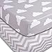 Playard Sheets, 2 Pack Fitted Soft Jersey Cotton Playpen Sheet, Bedding with Unisex Clouds and Chevron Design, Fits Standard Pack n Play Mattress for Babies and Toddlers