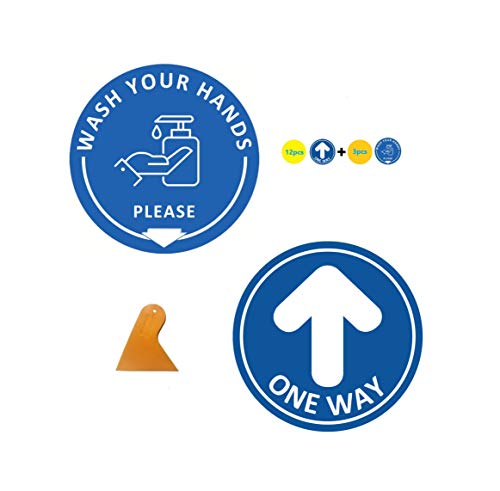 12 pcs flèche autocollants plancher- 3 pcs affiche lavage de mains