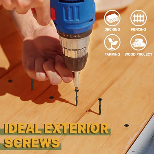 Image of LIONMAX Deck Screws #14 x 8 Inch, 50 PCS, Black Long Wood Screw, Rust Resistant, Exterior Epoxy Coated for Outdoor Decking, Torx /Star Drive Head, T30 Star Bit Included