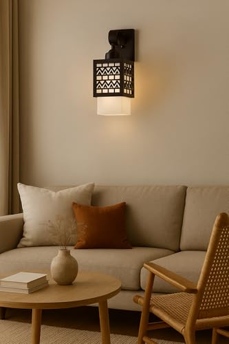 Image of BENE Fontana Wooden Indoor Modern Wall Light, E-27 Base Wall Lamp for Home Decor - Living Room, Bedroom, Dining, Hallway, Staircase, 11 cm (Wood, Pack of 2)