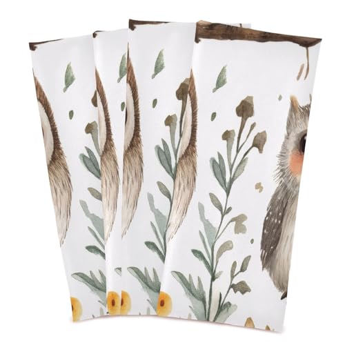 Paños de cocina muy absorbentes y de secado rápido con estampado de búhos 3