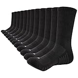 Lapulas Socken Herren Damen Wandersocken Crew Sportsocken Baumwolle Atmungsaktiv Tennissocken Gepolstert Laufsocken Weich Lange Warm Rutschfest Arbeitssocken Wintersocken Schwarz - 6 Paar