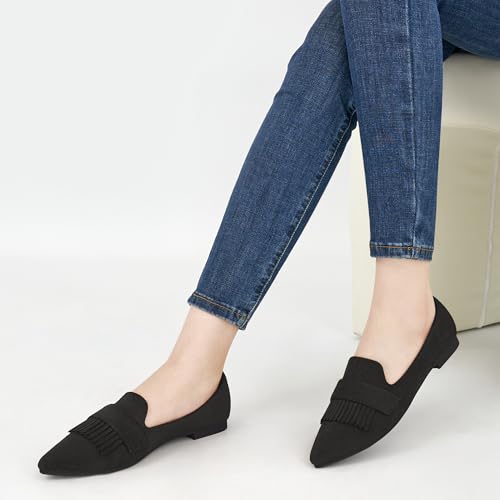 Image of Reimferce Women Flats Dressy Shoes : Comfortable Casual Work Flats for Women - Ladies Slip On Walking Shoes for Wedding