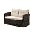 RICHSEAT Dark Brown Gradient PE Rattan Wicker Sectional Sofa 6 Piece 7 Seats Outdoor Patio Furniture Conversation Sets Loveseat Chair Seating Group with Cushions and Table