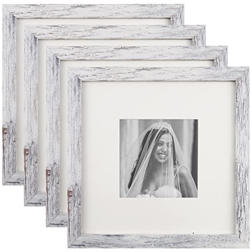 Toforevo 8X8 Picture Frames Set Of 4 Distressed White Wood Grain Photo Frame For Gallery Wall Mounting Or Tabletop Display #TOP8