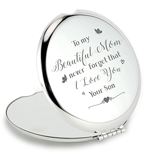 Geburtstagsgeschenk für Mutter, Geschenke für Mutter vom Sohn - an meine schöne Mutter - Edelstahl-Make-up-Spiegel Geschenke für Mutter, Muttertag für Mutter, Geschenk für meine schöne Mutter Cover