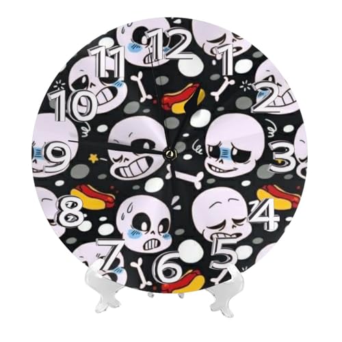 掛け時計 アンダーテール サンズ(1) 北欧 壁掛け時計 静音 自宅 寝室 部屋飾り 贈り物 インテリア 大数字 直径25cm 非電波 アニメ グッズ キャラクター かわいい プレゼント