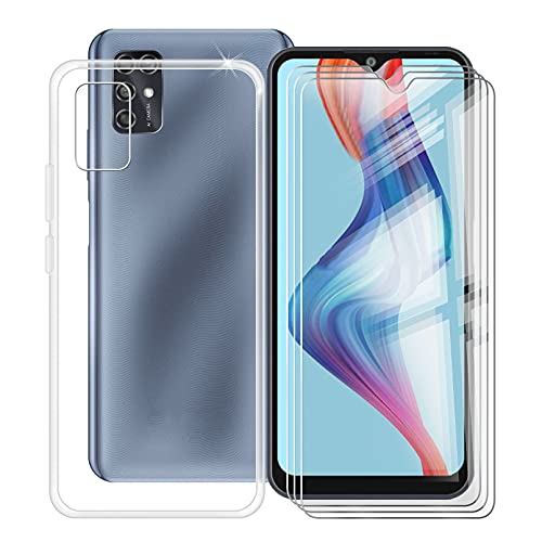 ZXLZKQ Fundas + 3 Piezas Protector Cristal Templado para ZTE Blade V30 Vita (6.82 Pulgadas), Transparente Case Silicona Suave Caso TPU Carcasa,Vidrio Película Protectora - Transparente
