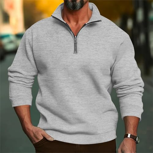 Napped Fabric Hoodie Men Casual Long Sleeve Solid Color Half Zip Stand Collar T-Shirt Pullover2