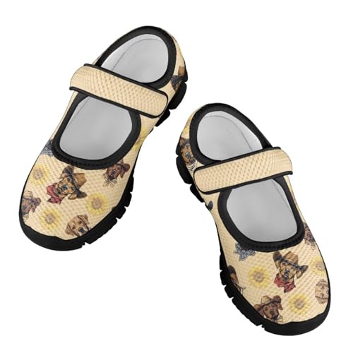 Girl's Animal Design Running Shoes Mesh Hook and Loop Mary Jane Shoes Slip On Walking Shoes Comfortable Casual Shoes