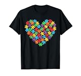 Autism Awareness Heart Puzzle Piece Mens Womens Boys Girls T-Shirt