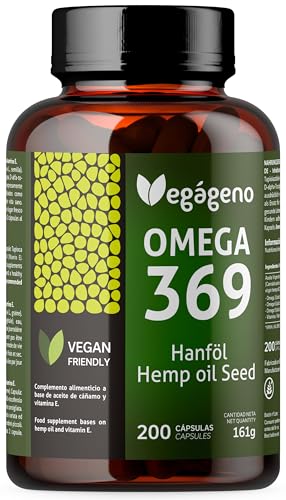 Vegageno Omega 3-6-9 Kapseln – 200 Kapseln mit Hanföl & natürlichem Vitamin E – Hochdosiert, Vegan, ohne Fisch – GVO-frei, glutenfrei – Für Veganer & Vegetarier geeignet Vegageno Omega 3-6-9 Kapseln – 200 Kapseln mit Hanföl & natürlichem Vitamin E – Hochdosiert, Vegan, ohne Fisch – GVO-frei, glutenfrei – Für Veganer & Vegetarier geeignet