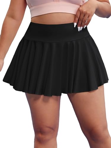 Floerns Women's Plus Size High Waisted Pleated Tennis Workout Skirt2