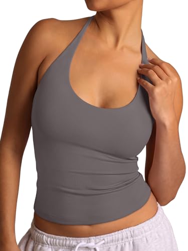 REORIA Women's Halter Backless Scoop Neck 2026 Summer Basic Tank Tops