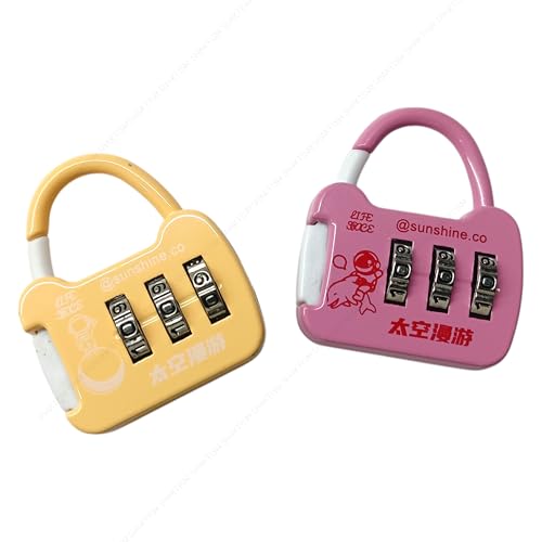 Image of SHAKTISM Mini 3-Digit Combination Lock, Multicolour Metal Padlock for Bags and Luggage, TSA Approved -1Pc Random Design Dispatched(Password Luggage Lock -D4)