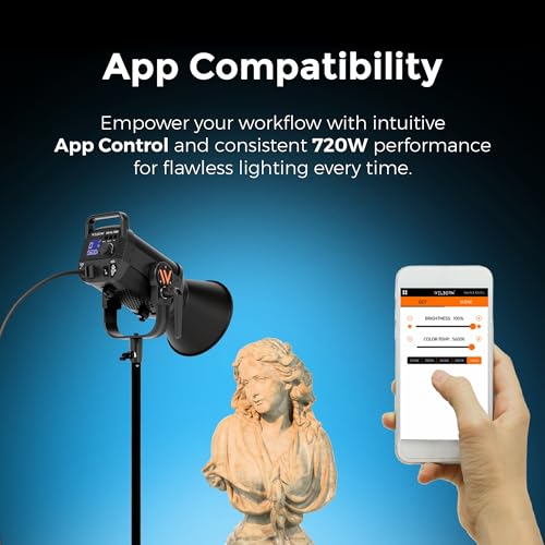 Image of Welborn VL-720B LED COB Light with App Control 18CM Reflector 720W - 3200K-5600K Adjustable Color Temperature, AC Powered, Ideal for Photography & Video Shooting (720B)