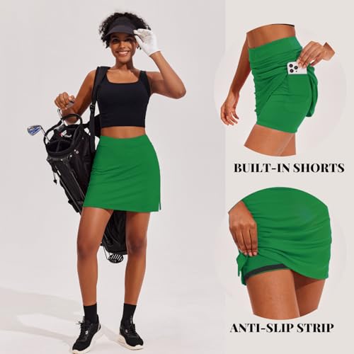 Image of Ekouaer 16 inch Golf Skorts for Woman with Inner Pockets Silicone Grippers Tennis Skirt Quick Dry Athletic Pickleball Skort
