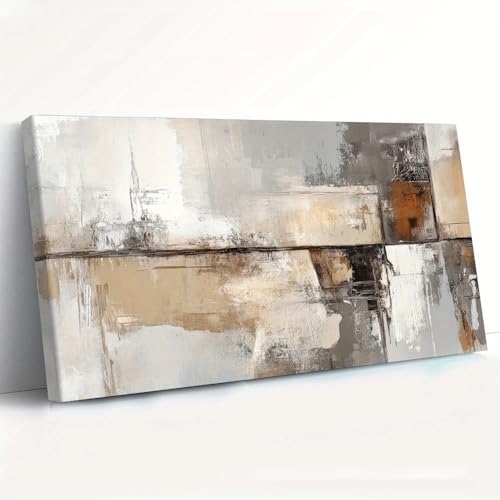 Tableau abstrait moderne gris 45x90cm avec cadre de salon design