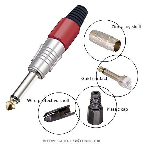 Prise jack 6.35mm mâle mono stéréo à souder pour assemblage câble microphone - 4